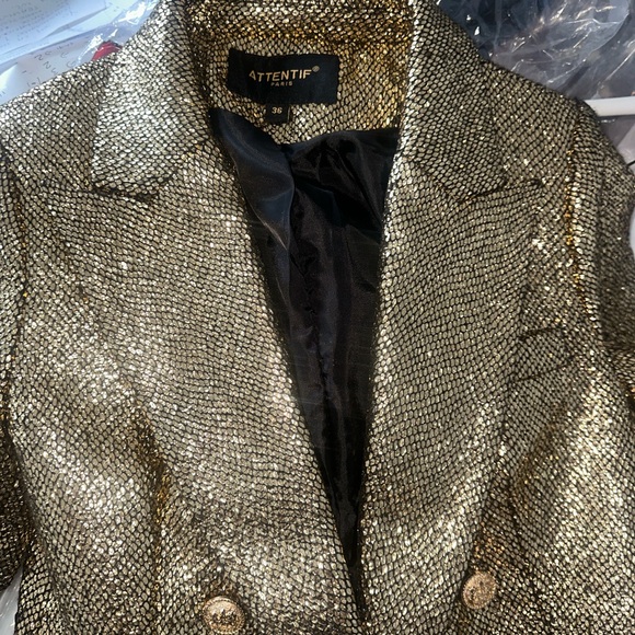 ATTENTIF PARIS ,Gold Women's Suit Jacket - Picture 8 of 10